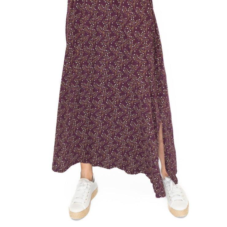 Seasalt Maggie Maxi Dress Purple Floral Cotton 3/4 Sleeve - Quality Brands Outlet