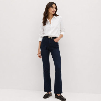 M&S Eva Blue Black Mid Rise Bootcut Stretch Jeans-Quality Brands Outlet-