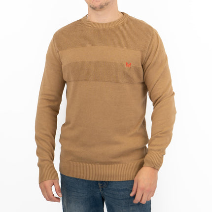 Crew Clothing Mens Rib Knitted Jumper Long Sleeve Brown-Quality Brands Outlet-