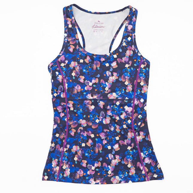 Joules Womens Top Purple Floral Sports Active Stretch Vest-Quality Brands Outlet-