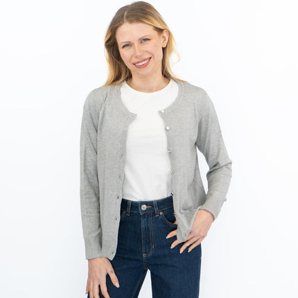 Dorothy Perkins Womens Cardigan Crew Neck Button Up Grey-Quality Brands Outlet-