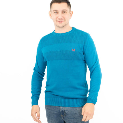 Crew Clothing Mens Rib Knitted Jumper Long Sleeve Blue-Quality Brands Outlet-