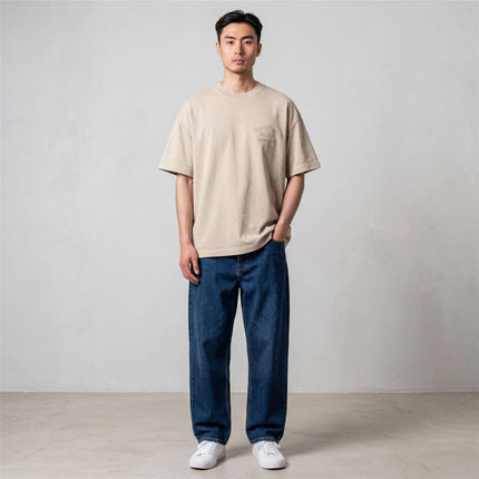 Mens T-Shirts Premium Brand Tan Beige Short Sleeve Cotton Graphic Boxy Fit - Quality Brands Outlet