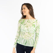 Karen Millen Green Abstract Print Long Sleeve Tops