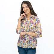 Seasalt Larissa Shirt Top Lino Foxglove Chalk Print - Quality Brands Outlet