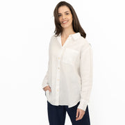 M&S Womens White Pure Linen Collared Blouse