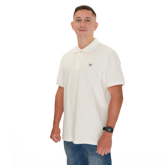 Crew Clothing Polo Shirt Classic Pique Cotton White-Quality Brands Outlet-