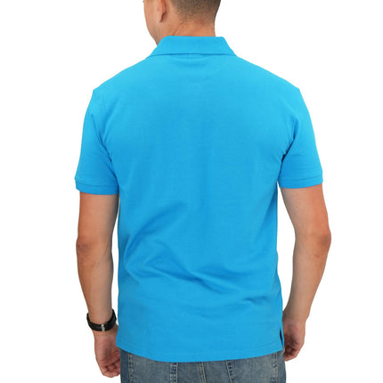 Mens Summer Tops Short Sleeve Blue Pique Polo Shirts Premium Brand-Quality Brands Outlet-