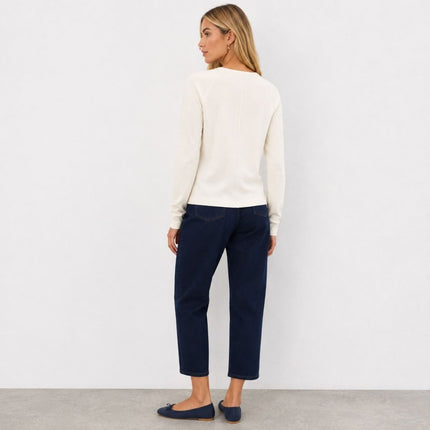Seam Detail Long Sleeve Top Premium Brand – Ivory-Quality Brands Outlet-