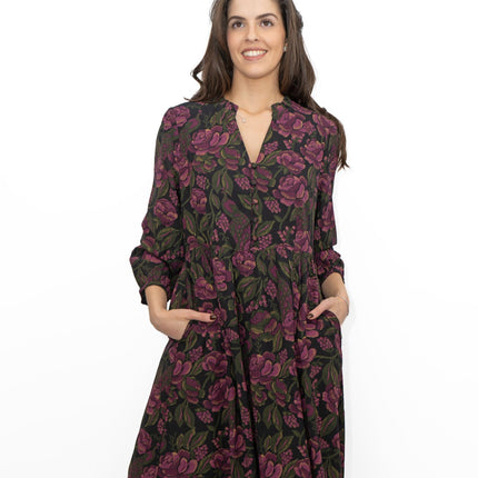 Seasalt Purple Engleheart Dress in Tapestry Bloom Grape Print Midi-Quality Brands Outlet-