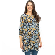 Seasalt Tunic Navy Shore Foraging Longline Top Cotton 3/4 Sleeve - Quality Brands Outlet