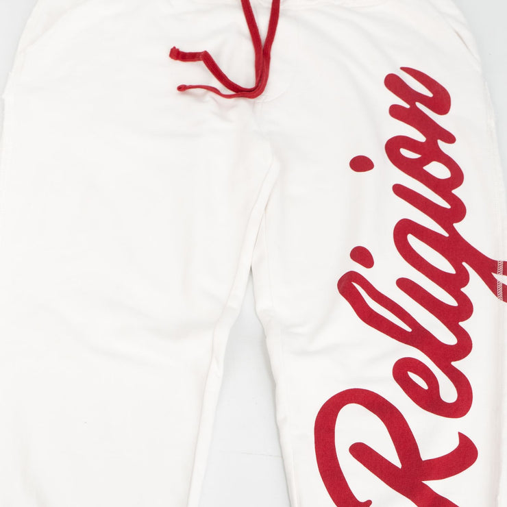 True Religion Mens Joggers White Printed Logo on Leg