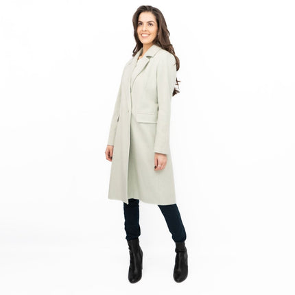 Phase Eight Revere Coat Wool Blend Double Breasted Knee Length Light Green - Quality Brands Outlet