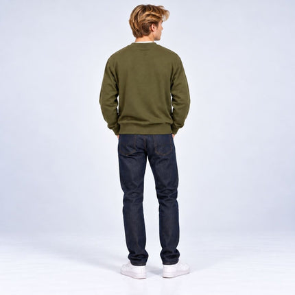 Mens Sweatshirts Terry Crew Neck Tops – Olive Green-Quality Brands Outlet-