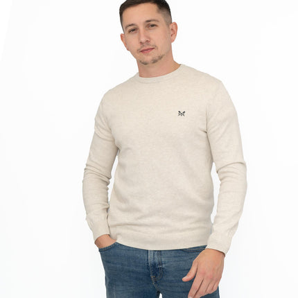 Crew Clothing Mens Knitted Jumper Long Sleeve Beige-Quality Brands Outlet-
