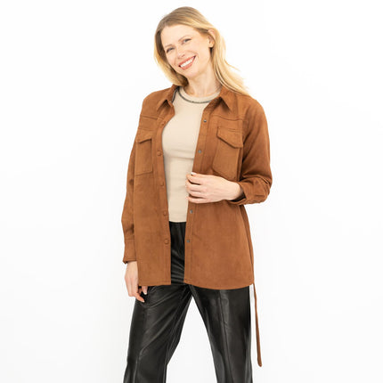 New Look Womens Suedette Shacket Rust Brown - Quality Brands Outlet