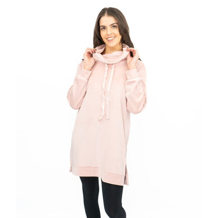 Lipsy London Pink Velour Cosy Snuggle Longline Tops Loungewear-Quality Brands Outlet-