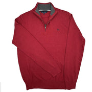 Crew Clothing Mens Knitted Jumper Long Sleeve Half Zip Scarlet Red - Quality Brands Outlet