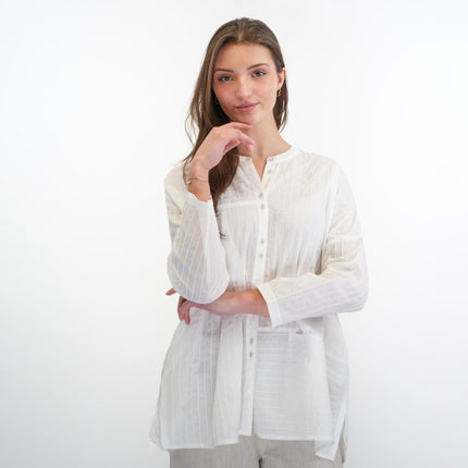 East Clothing Shirt Relaxed Fit White Cotton Blouse - Quality Brands Outlet