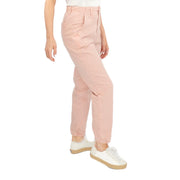M&S Cotton Rich Slim Fit Trousers Stretch Elasticated Cuff Pink - Quality Brands Outlet