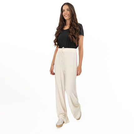 Coast Cream Stretch Drawstring Joggers Elasticated Waist Long Wide Leg Trousers-Quality Brands Outlet-