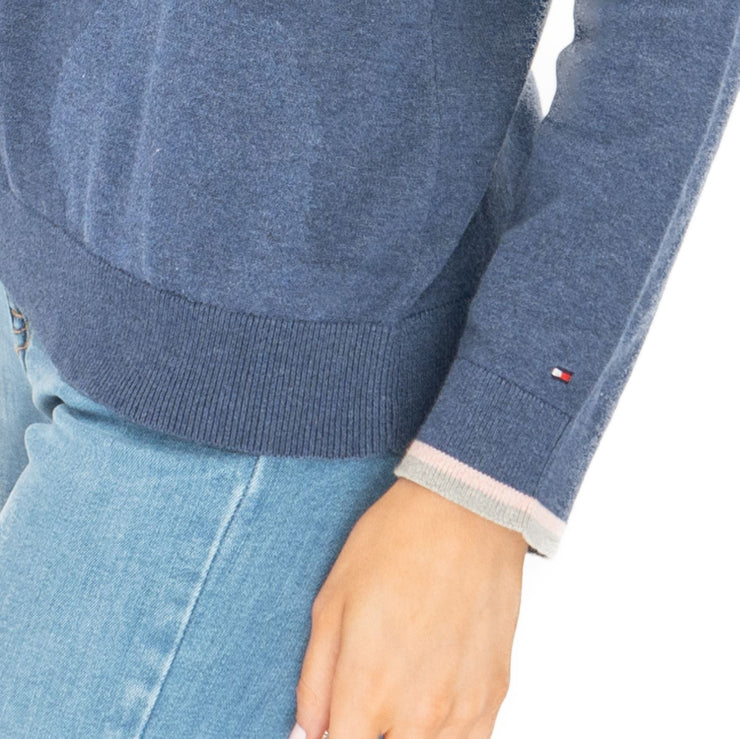 Lucy Argyle Blue Jumper Diamond Intarsia Long Sleeve Tops - Quality Brands Outlet