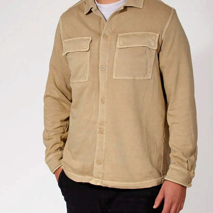 M&S Beige Cotton Overshirt Shacket-Quality Brands Outlet-
