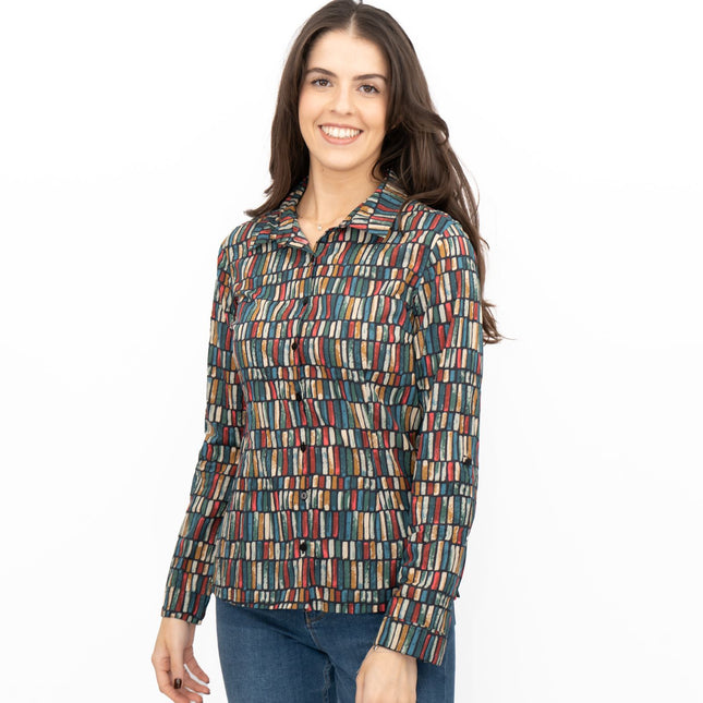 Seasalt Larissa Shirt Long Sleeve Teal Multicolour-Quality Brands Outlet-