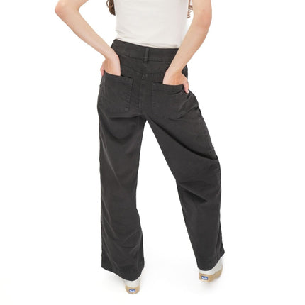 M&S Per Una Wide Leg Pleat Front Chino Black Trousers-Quality Brands Outlet-