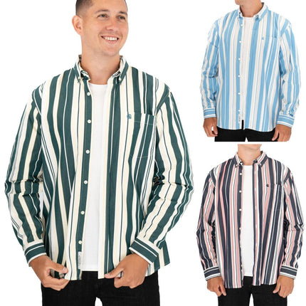 Premium Brand Long Sleeve Navy Striped Shirt-Quality Brands Outlet-