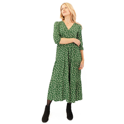 Seasalt Sky Branch Green Floral Jersey Midi Dress-Quality Brands Outlet-