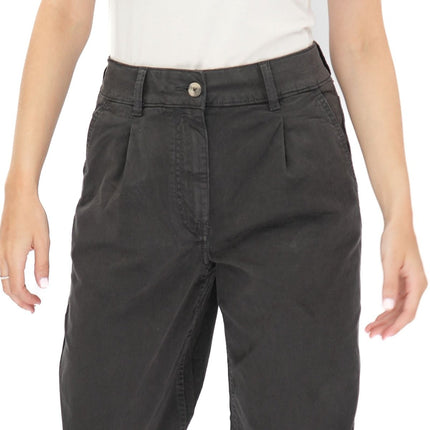 M&S Per Una Wide Leg Pleat Front Chino Black Trousers-Quality Brands Outlet-