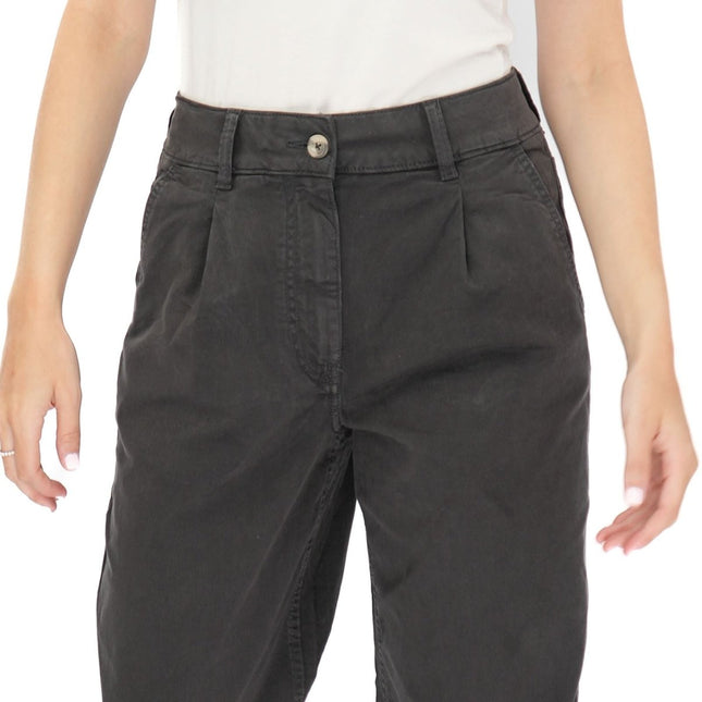 M&S Per Una Wide Leg Pleat Front Chino Black Trousers-Quality Brands Outlet-