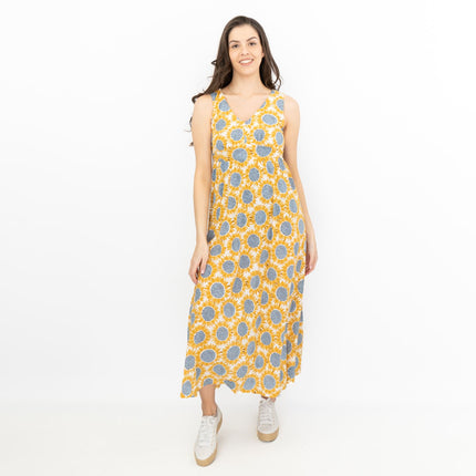 Seasalt Womens Polmanter Yellow Sunflower Jersey Dress-Quality Brands Outlet-