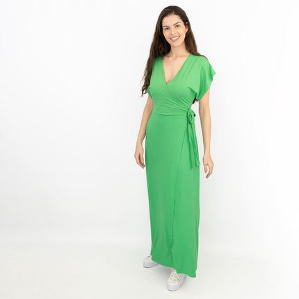 Coast Green Short Sleeve Cross Wrap Long Maxi Dresses-Quality Brands Outlet-