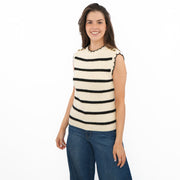 M&S Scalloped Crew Neck Button Detail Vest Tank Top - Quality Brands Outlet