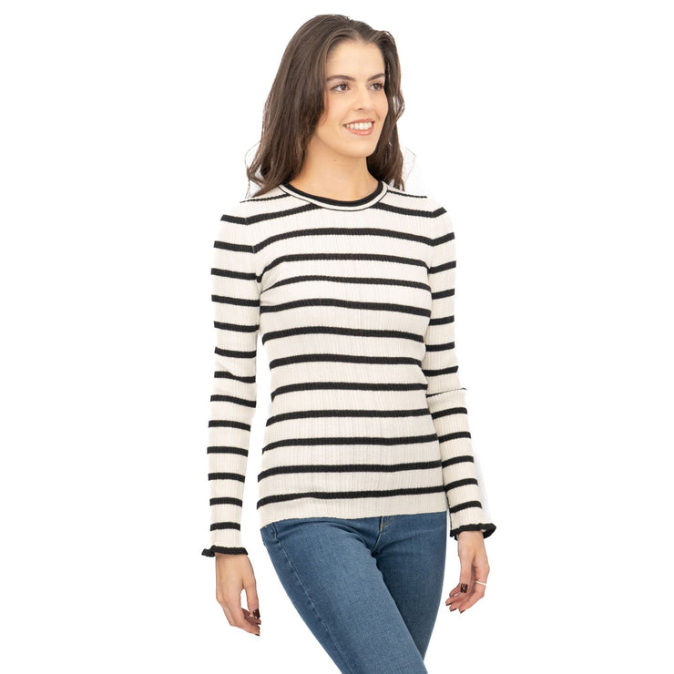 Nobodys Child Striped White & Black Wool Blend Jumper Tops - Quality Brands Outlet