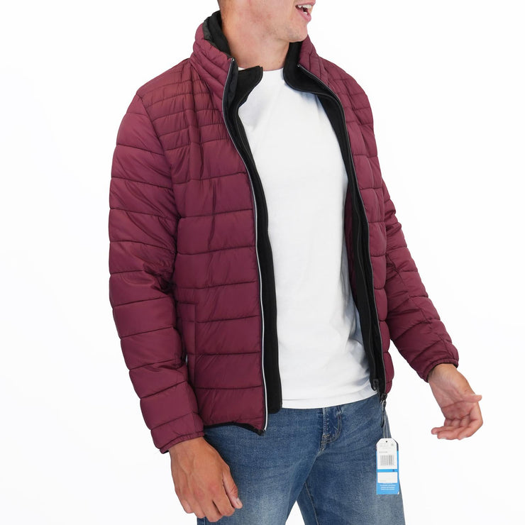 Nautica Performance Double Zip Puffer Jacket Burgundy - Quality Brands Outlet