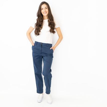 M&S Cotton Rich Tapered Ankle Grazer Chinos Navy - Quality Brands Outlet
