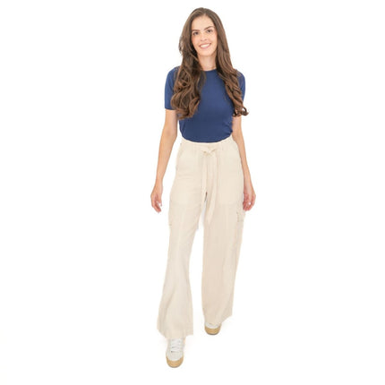 M&S Lyocell Cargo Trousers Cream-Quality Brands Outlet-