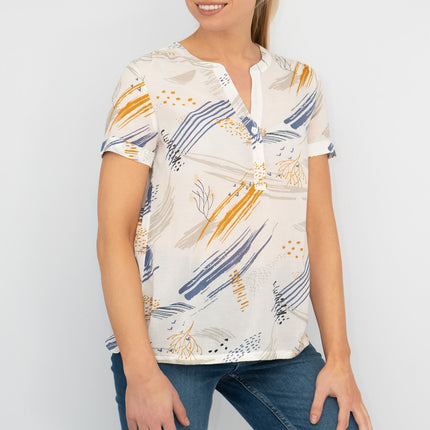 Seasalt Dancing Light White Print Short Sleeve Lightweight Summer Tops-Quality Brands Outlet-