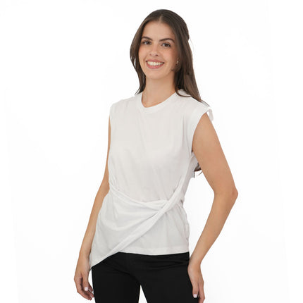 Tilly Drape Cotton Tops White-Quality Brands Outlet-