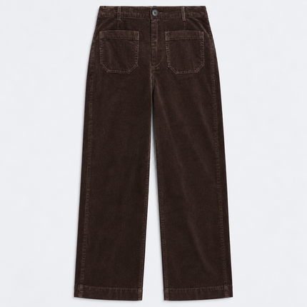 Womens Wide Leg Cord Trousers - Chocolate