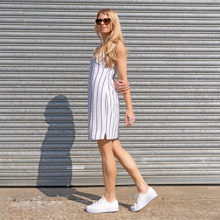 M&S Linen Blend Striped Sleeveless Dress