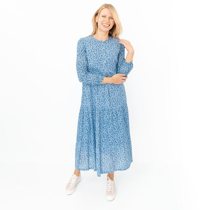 Seasalt Blue Leaves Charbon Midi Dress-Quality Brands Outlet-