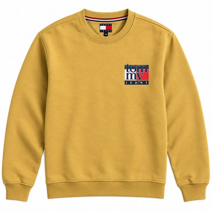 Mens Sweatshirts Classic Logo Print Long Sleeve Tops - Mustard Yellow-Quality Brands Outlet-