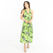 Karen Millen Green Tiger Print Sleeveless Summer Midi Dresses
