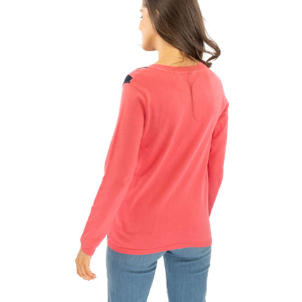 Lucy Argyle Jumper Pink Diamond Intarsia Long Sleeve Tops-Quality Brands Outlet-