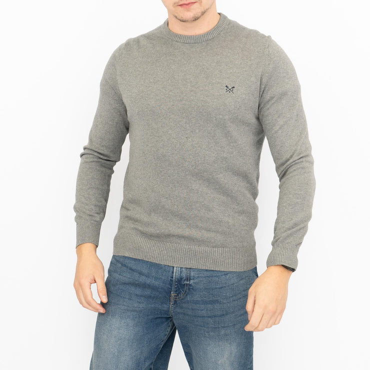 Crew Clothing Mens Knitted Jumper Long Sleeve Grey - Quality Brands Outlet