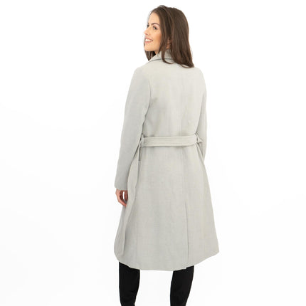 M&S Grey Herringbone Belted Tailored Coat-Quality Brands Outlet-